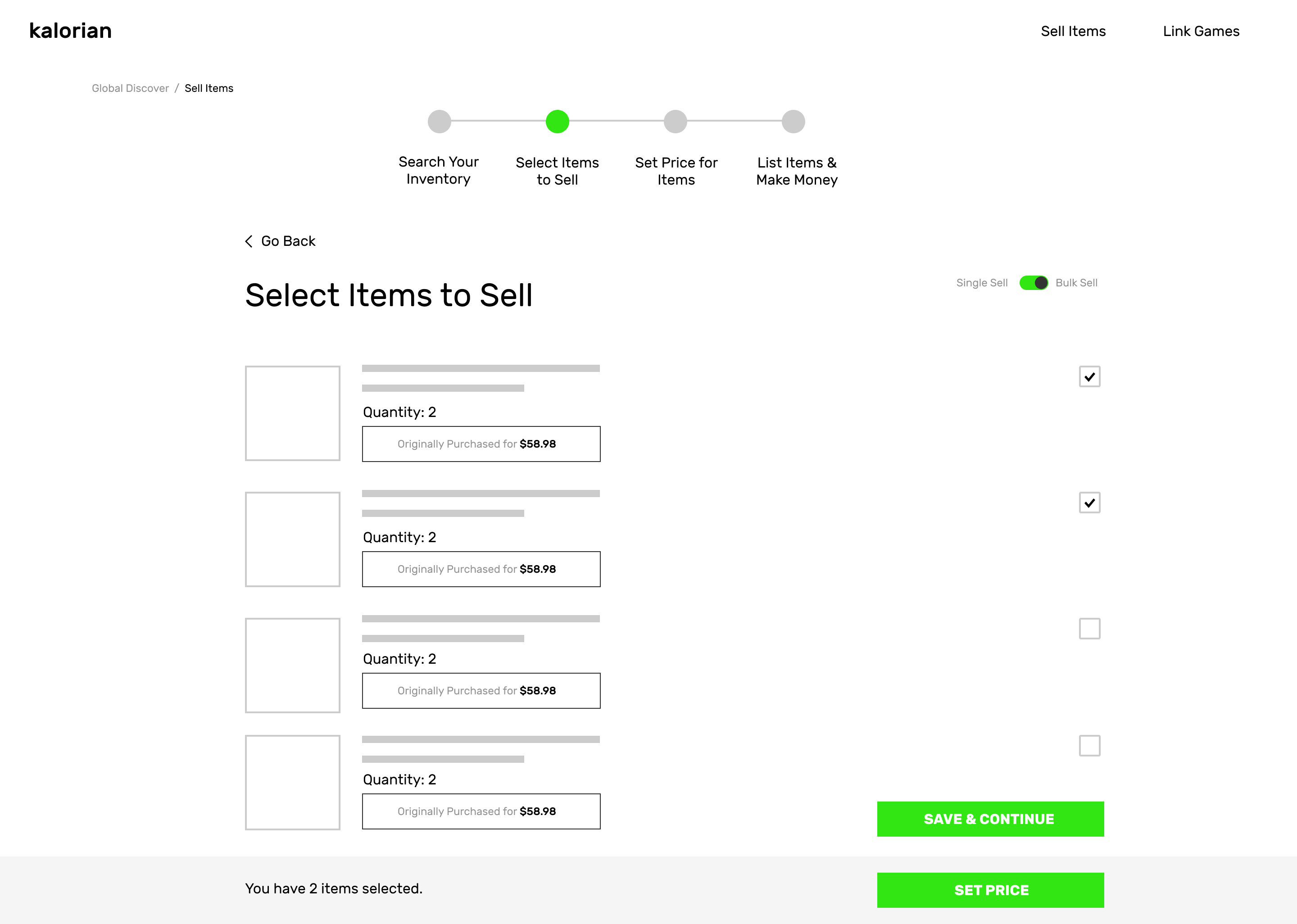 Select Items (Search Results)