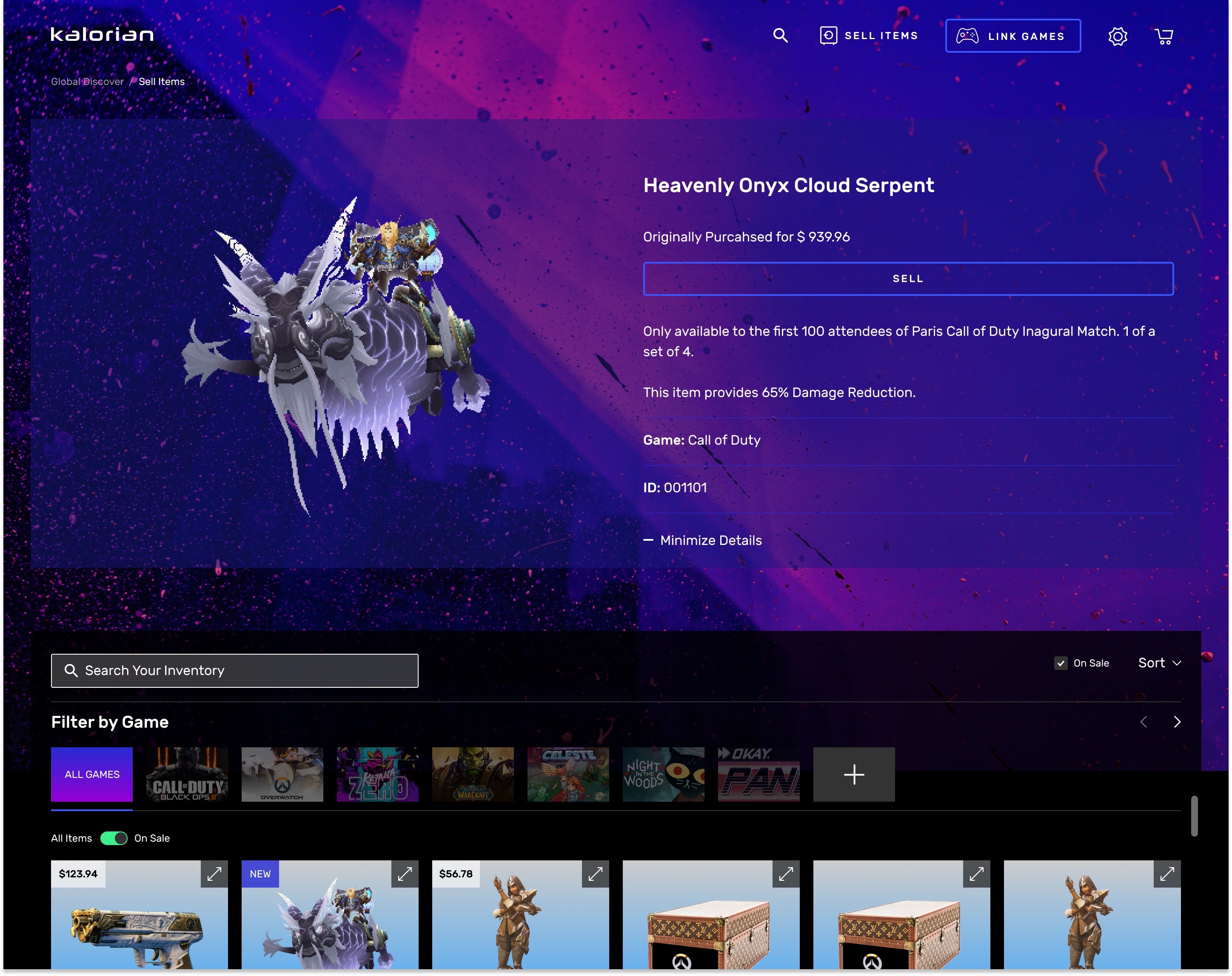 Sell Items – Expanded View v1